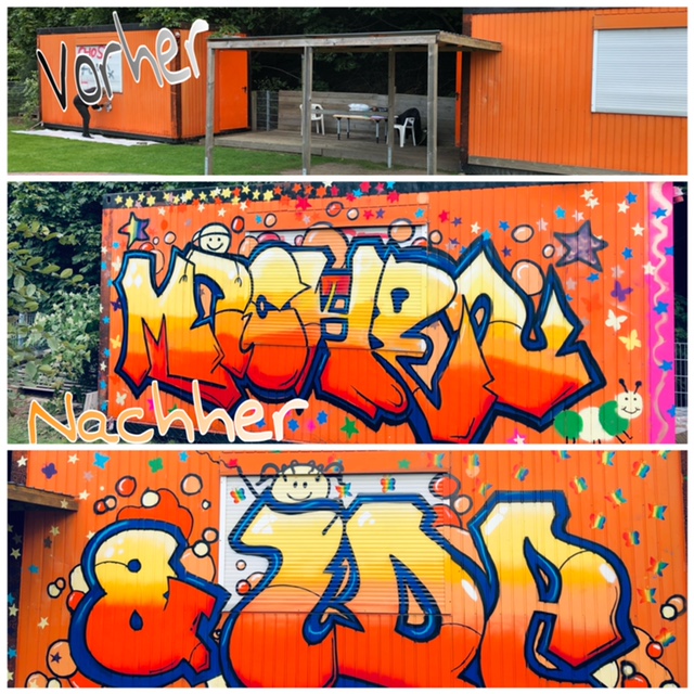 Graffiti-Schriftzug Michel & Ida auf Container